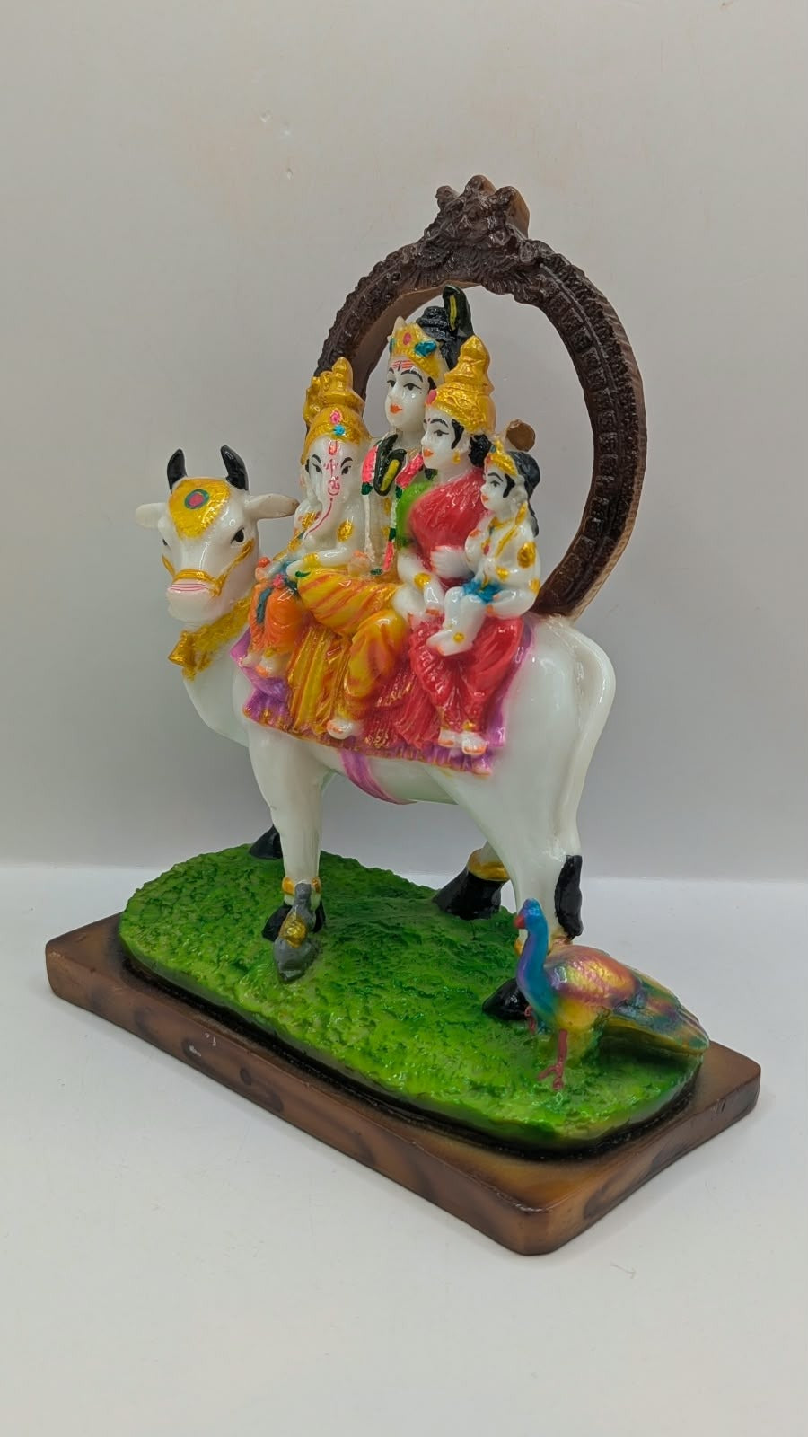 Shiv Parivar statue on Nandi, side view
