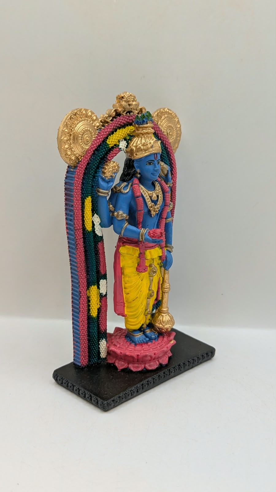 Blue Guruvayurappan Vishnu statue, side view