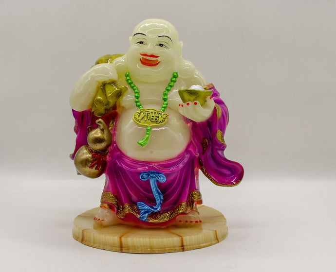 Buddha Figurine Lucky Laughing Buddha Statue White Fiber Home Decorations