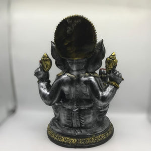 Ganesh Ganesha Ganpati Ganapati Hindu God Hindu God Ganesh fiber idol Black Silver