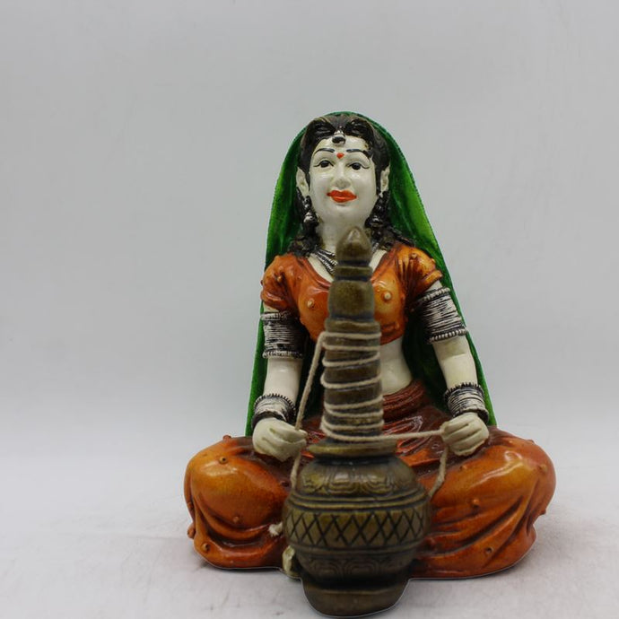 Rajasthani Girl,Rajasthani lady,Musician girl Rajasthani statue,idolOrange color