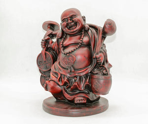 Buddha Figurine Lucky Laughing Buddha Statue Red Fiber Home Decorations