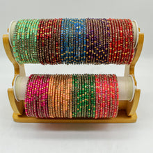 Load image into Gallery viewer, Indian Glass Bangles Set Of 12-Stone Work Women Girl Wedding Special Bangles