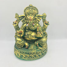 Load image into Gallery viewer, Ganesh Ganesha Ganpati Ganapati Hindu God Hindu God Ganesh fiber idol Green Gold