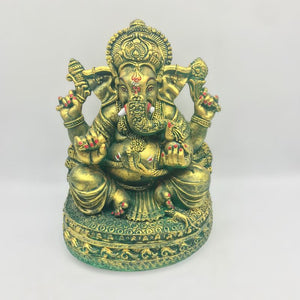 Ganesh Ganesha Ganpati Ganapati Hindu God Hindu God Ganesh fiber idol Green Gold