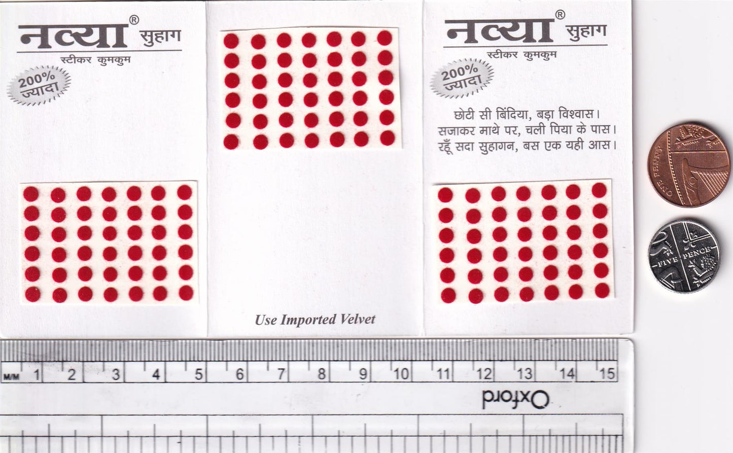 Coloured Bindi round Forehead Tika, Face Jewels Body Art Bollywood Bindis Self Adhesive Stickers Clinically Tested Safe for Skin - Size 3 to Size 10