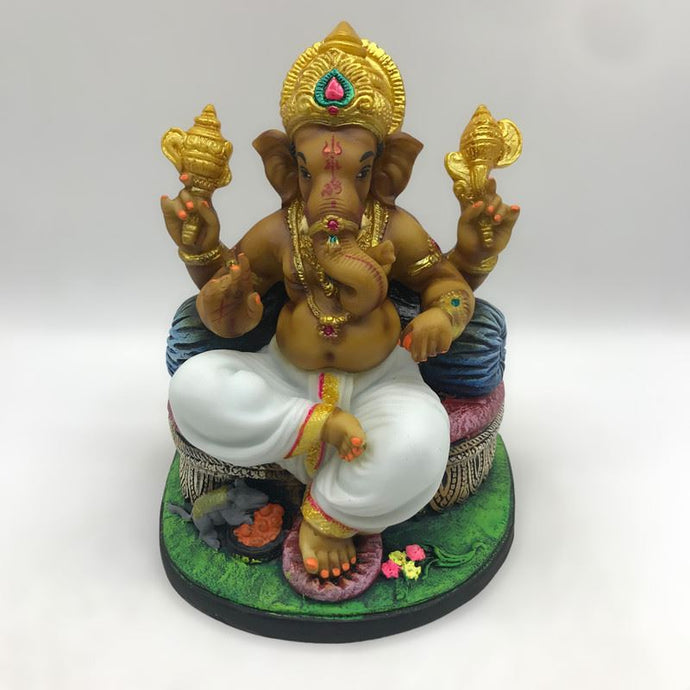 Ganesh Ganesha Ganpati Ganapati Hindu God Ganesh fiber idol Brown White