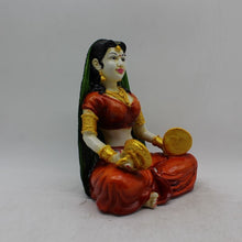 Load image into Gallery viewer, Rajasthani Girl,Rajasthani lady,Musician girl Rajasthani statue,idolOrange color