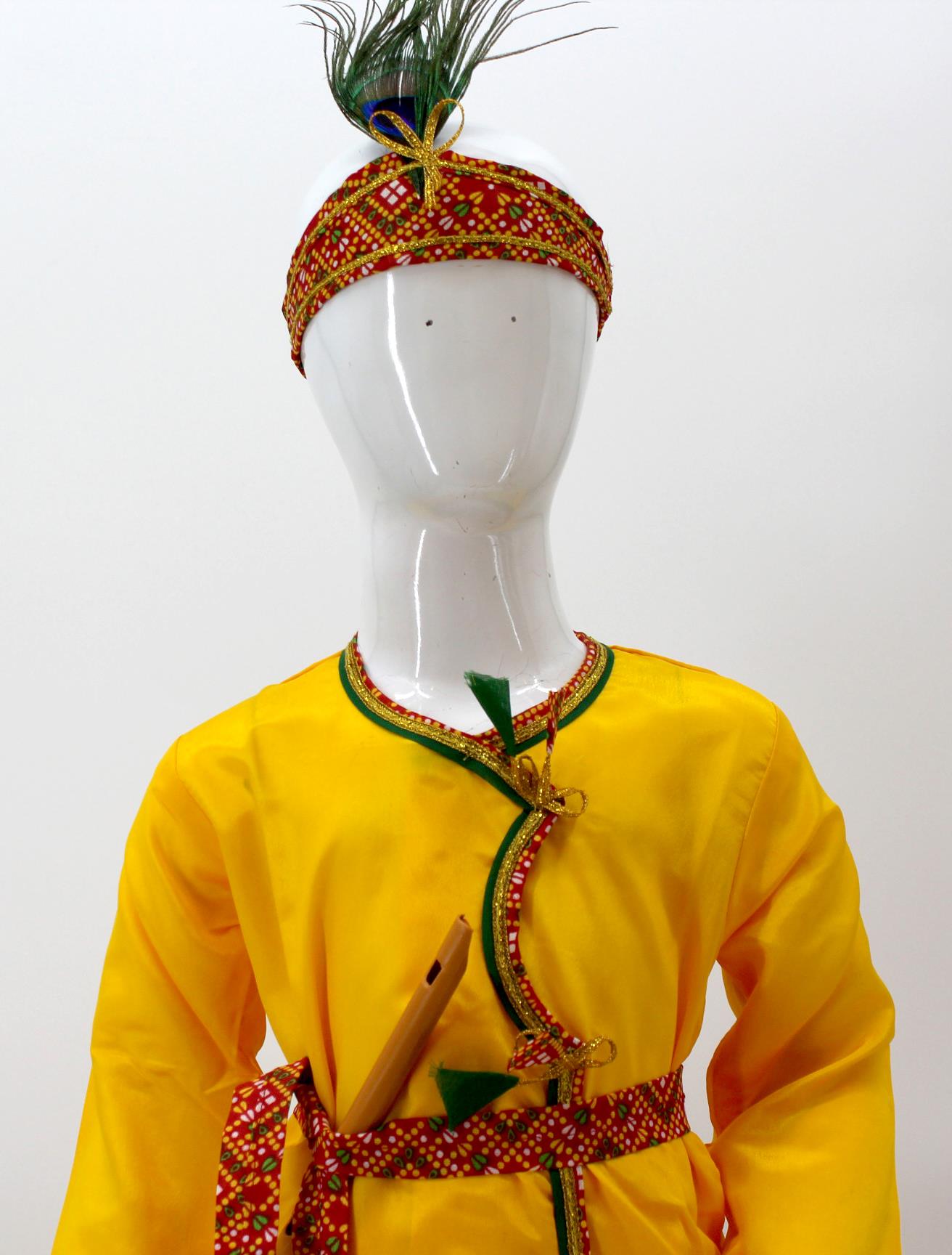 Krishna Suit Fancy Dress in Art Silk Fabric for Kid for Krishnaleela / Janmashtami / Kanha / Mythological Character Costume