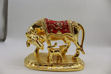 Load image into Gallery viewer, Kamdhenu Cow Gau Mata,Nandi cow Statue Kamdhenu Hindu God For Home Decor Gold