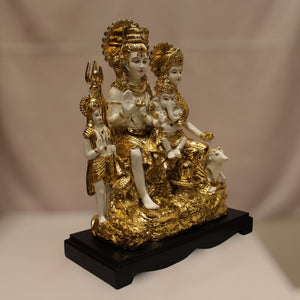 God Shiva,siva,Shankar,Mahadev,Sambhu, Bholenath, Shiv Family idolWhite-Gold