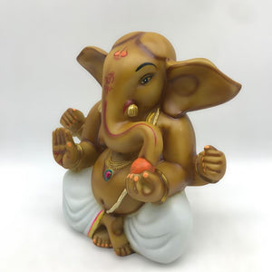 Ganesh Ganesha Ganpati Ganapati Hindu God Ganesh fiber idol Brown White
