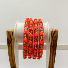 Load image into Gallery viewer, Indian Plastic Bangles Set 4-Stone&amp;Flower Work Women Girl Wedding Special Bangle