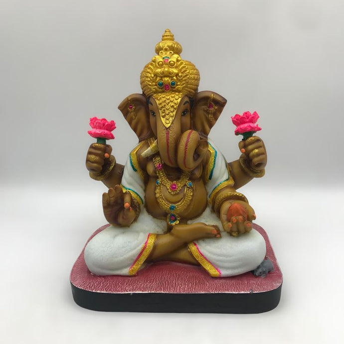 Ganesh Ganesha Ganpati Ganapati Hindu God Ganesh fiber idol Brown White