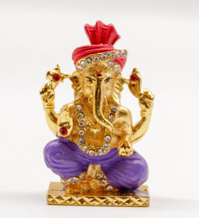 LORD GANESHA  FECT MULTI  COLOR CAR DASH BOARD SMALL STATUE HINDU METAL