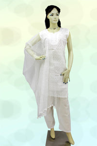 Women's Salwar Kamiz Suit Chikankari White Ladies Kurti and Pant Set