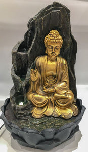 Buddha Water Fountain Goldon Buddha with LED Light Indoor Water Fountain