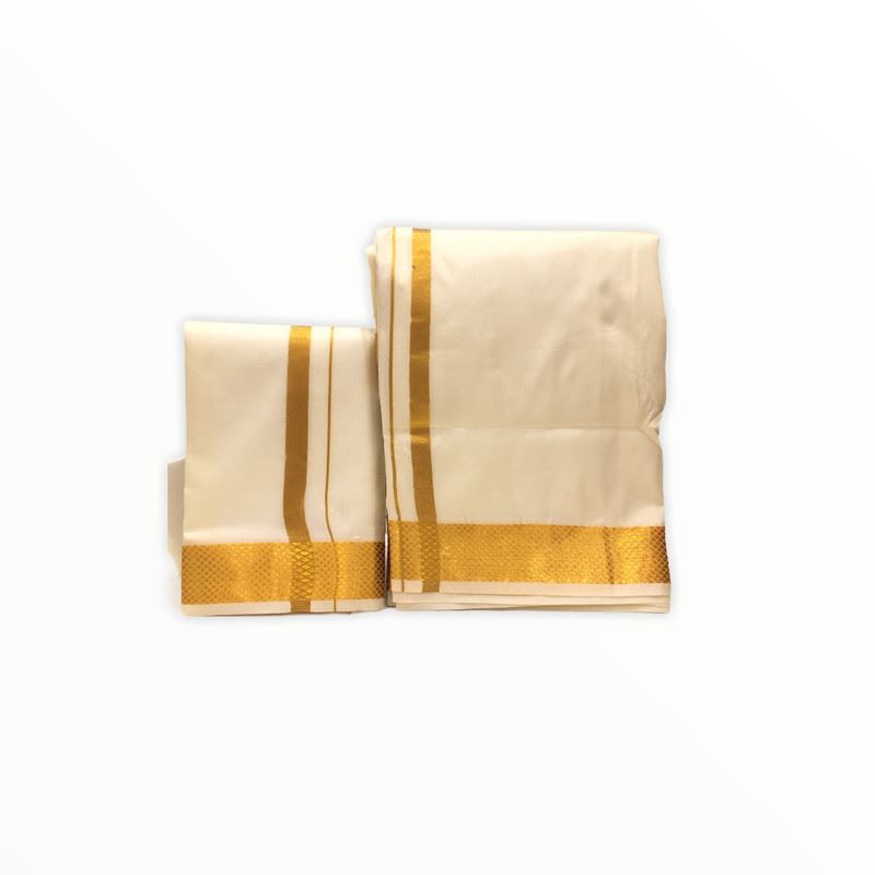 Men's Traditional Veshti / Dhoti / Vasti with Angavastram