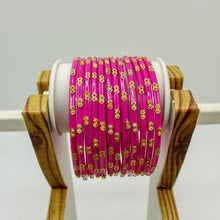 Load image into Gallery viewer, Indian Glass Bangles Set Dot Pattern Bollywood Wedding Style Set Of 12(Puja)