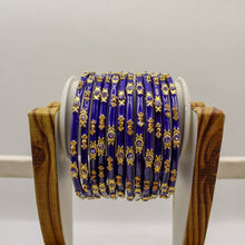 Load image into Gallery viewer, Indian Glass Bangles Set Of 12-Stone Work Women Girl Wedding Special Bangles