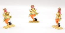 Load image into Gallery viewer, LORD GANESHA  DANCE GOLD &amp; ORANGE COLOR CAR DASH BOARD SMALL STATUE HINDU METAL