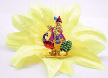 Load image into Gallery viewer, LORD MORNI KRISHNA GOLD &amp; YELLOW COLOR CAR DASH BOARD SMALL STATUE HINDU METAL