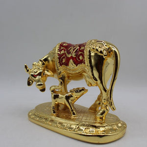 Kamdhenu Cow Gau Mata,Nandi cow Statue Kamdhenu Hindu God For Home Decor Gold
