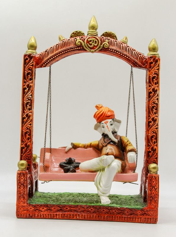 Indian Fiber Lord Ganesha jula Statue for Home & office decor, temple, diwali Pooja