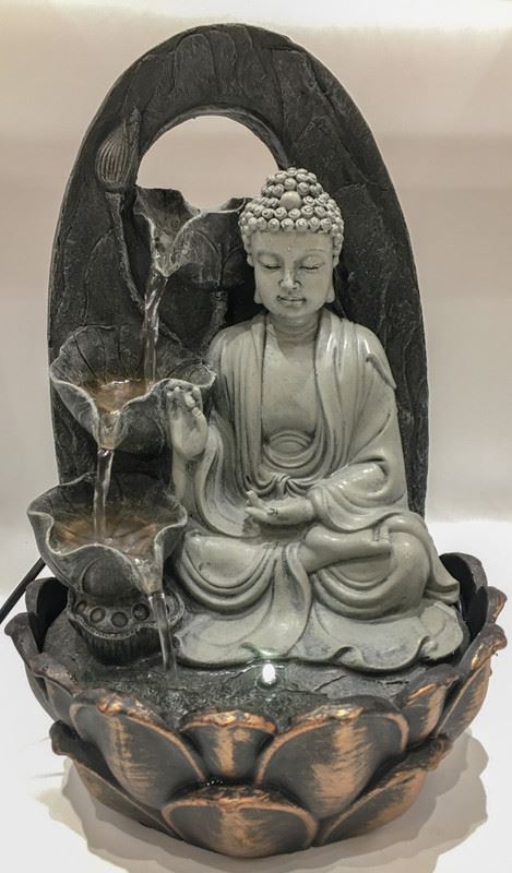 Gautam buddhaWater Fountain Grey Buddha with LED Light Indoor Water Fountain
