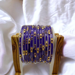 Indian Glass Bangles Set Of 12-Stone Work Women Girl Wedding Special Bangles