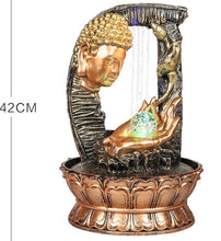 Load image into Gallery viewer, Buddha Water Fountain Golden Buddha with LED Light Indoor Water Fountain