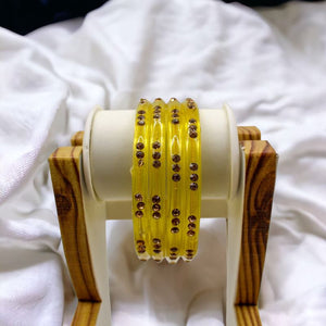 Indian Glass Bangles-Set Of 4 Stone Designed Bollywood Traditional