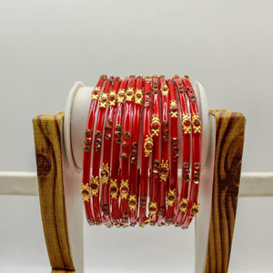 Indian Glass Bangles Set Of 12-Stone Work Women Girl Wedding Special Bangles