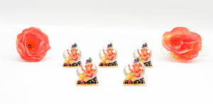 LORD GANESHA MOON ORANGE COLOR GANPATI CAR DASH BOARD SMALL STATUE HINDU METAL