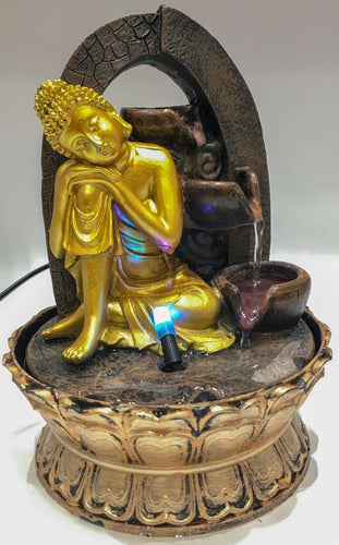 Gautam buddha Water Fountain Creative Goldon Buddha with LED Light Indoor Water Fountain
