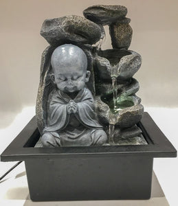 BuddhaWater Fountain  Grey Buddha with LED Light Indoor Water Fountain