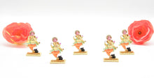 Load image into Gallery viewer, LORD GANESHA  DANCE GOLD &amp; ORANGE COLOR CAR DASH BOARD SMALL STATUE HINDU METAL