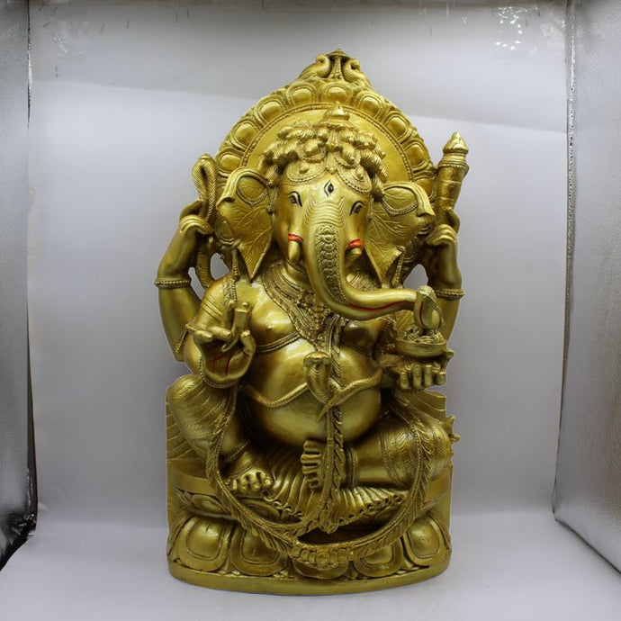 Ganesh Ganesha Ganpati Ganapati Hindu God Hindu God Ganesh fiber idolGold color