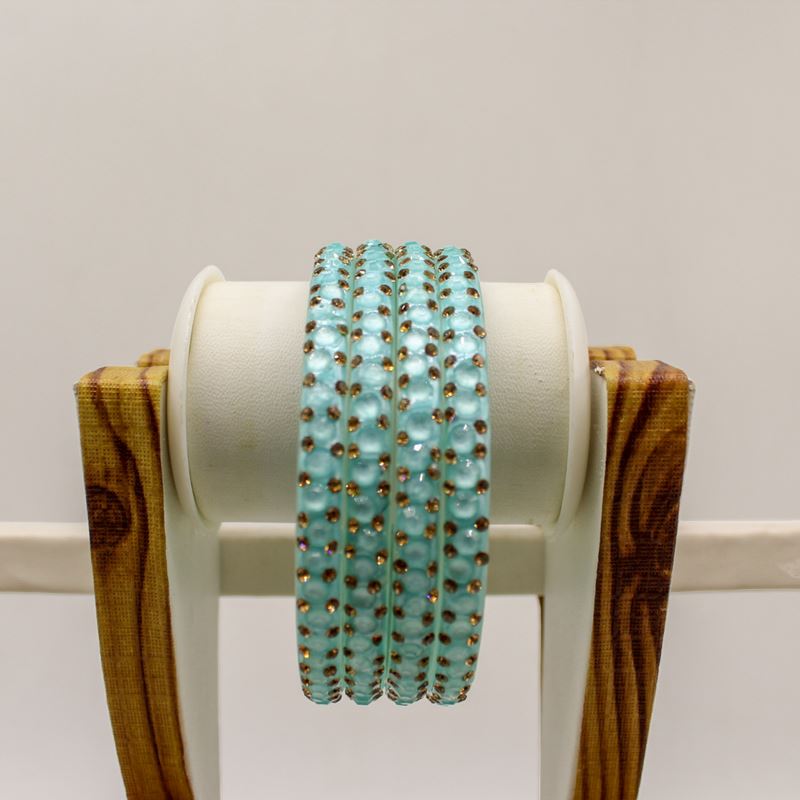 Indian Plastic Bangles Set of 4-Stone Work Women Girl Wedding Special Bangles