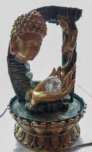 Buddha Water Fountain Golden Buddha with LED Light Indoor Water Fountain
