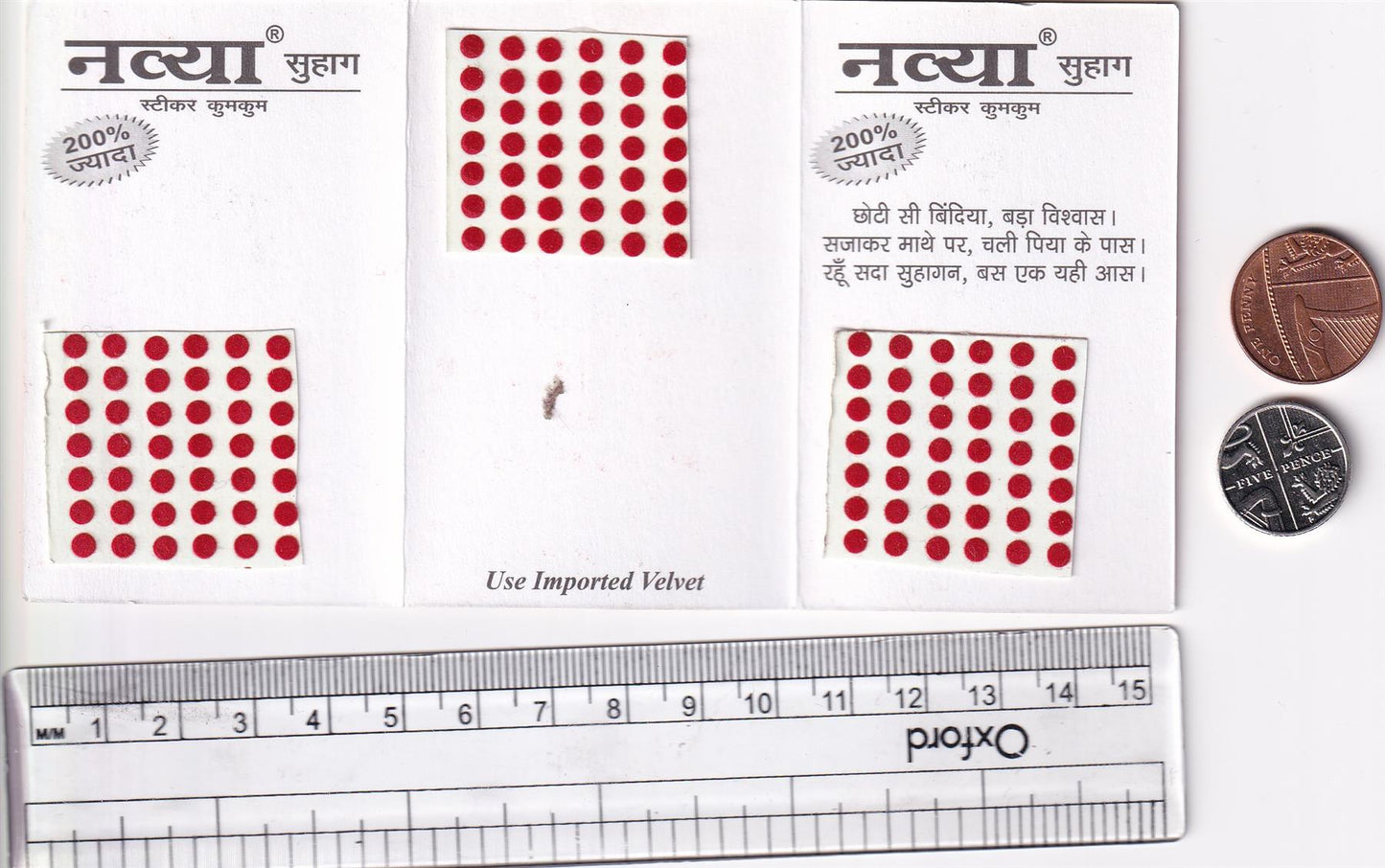 Coloured Bindi round Forehead Tika, Face Jewels Body Art Bollywood Bindis Self Adhesive Stickers Clinically Tested Safe for Skin - Size 3 to Size 10