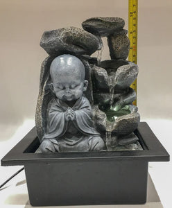 BuddhaWater Fountain  Grey Buddha with LED Light Indoor Water Fountain