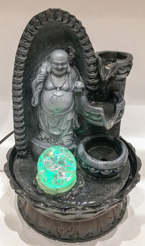 Buddha Water Fountain GREY Buddha with LED Light Indoor Water Fountain