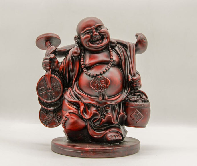 Buddha Figurine Lucky Laughing Buddha Statue Red Fiber Home Decorations