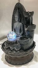 Load image into Gallery viewer, Gautam buddha Water Fountain GREY Buddha with LED Light Indoor Water Fountain