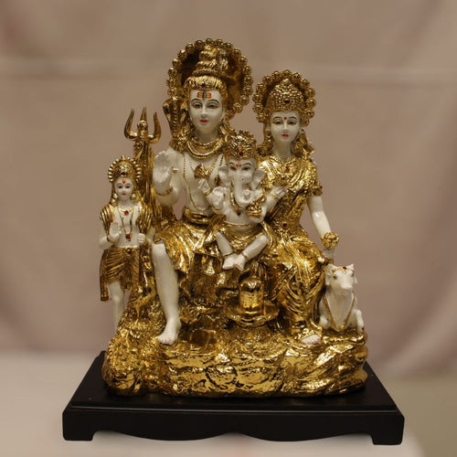 God Shiva,siva,Shankar,Mahadev,Sambhu, Bholenath, Shiv Family idolWhite-Gold