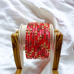 Indian Glass Bangles Set Of 12-Stone Work Women Girl Wedding Special Bangles