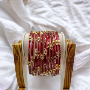 Indian Glass Bangles Set Of 12-Stone Work Women Girl Wedding Special Bangles