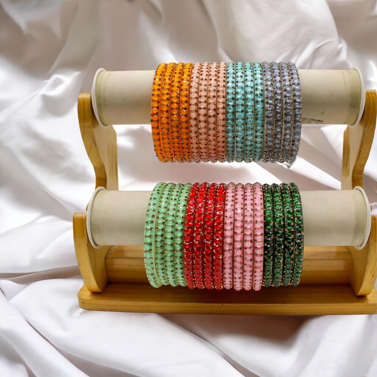 Indian Plastic Bangles Set of 4-Stone Work Women Girl Wedding Special Bangles