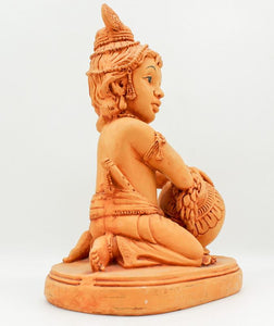 Lord Krishna Hindu God Statue Idol, Sitting statue of lord Krishna, KRISHNA GOPALA HERE ANTIQUE MINI STATUE HINDU POOJA TEMPLE